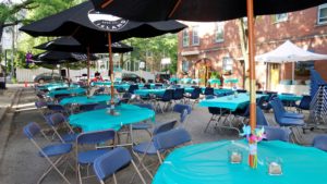 table and chairs set up