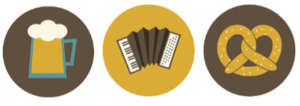 beer, accordion, pretzel graphic